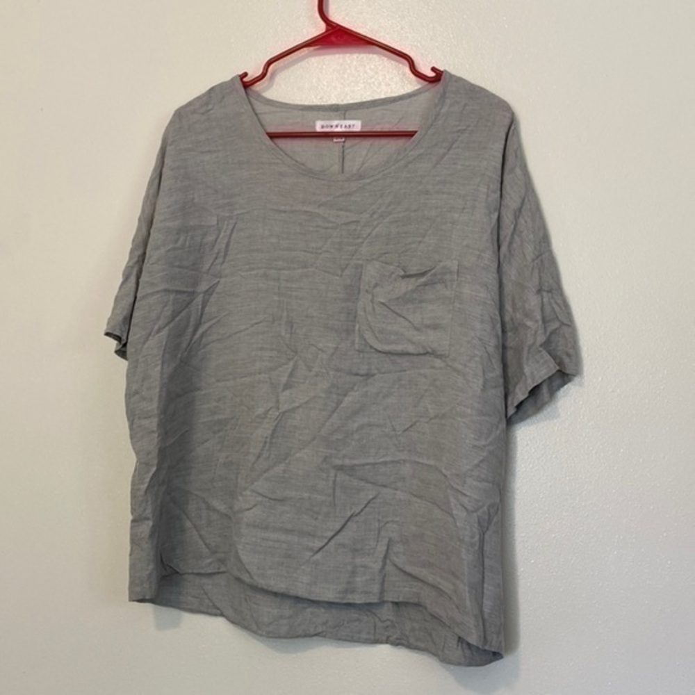 DOWNEAST pocket 100% rayon heather grey shirt size med
